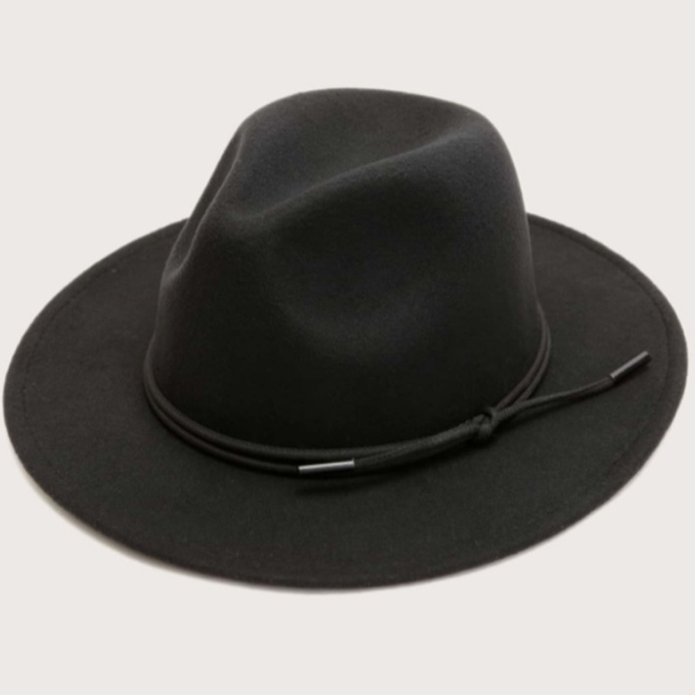 1 LEFT Felt Trilby Hat BLACK Fedora Wide Brim Hat - Picture 4 of 7